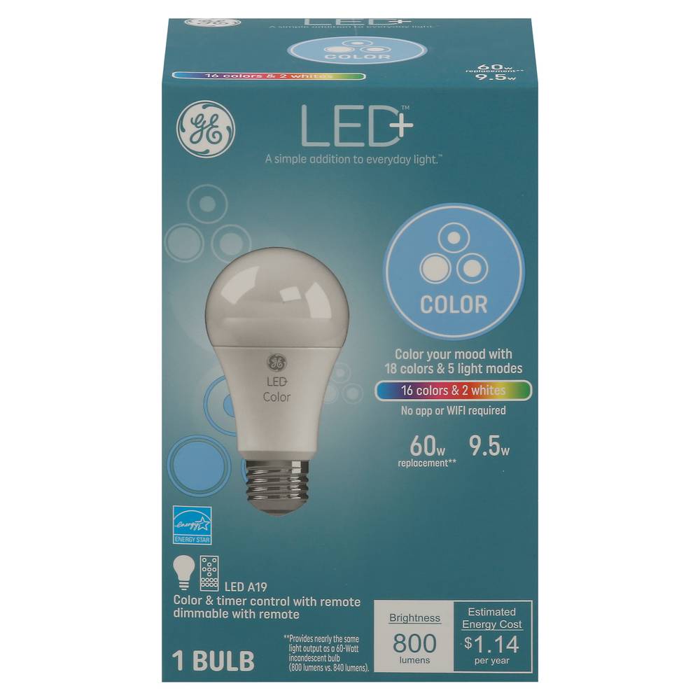 General Electric Led+ Light Bulb 9.5 Watts Color