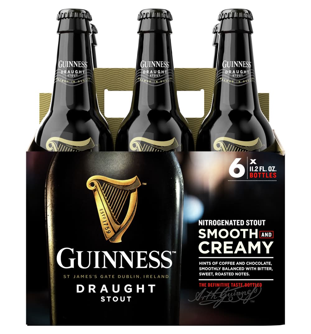 Guinness Draught Stout Beer (6 x 11.2 fl oz)