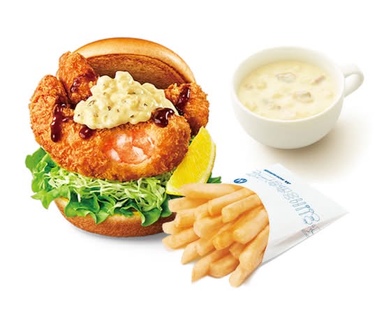 モスの匠味 海老エビフライバーガー 〜くし切りレモン添え〜＋70円ドリンクセット