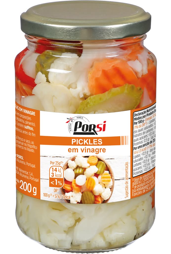 PorSi - Pickles em vinagre, embalagem de 200 g