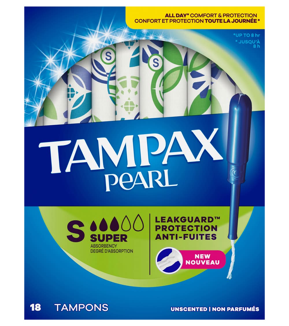 Tampax Pearl Super Absorbency Unscented Tampons (18 ct)