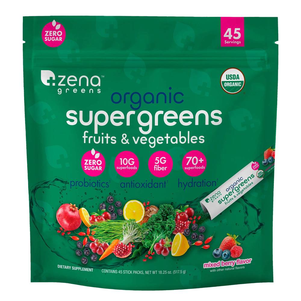 Zena Organic Super Greens Powder (mixed berry)