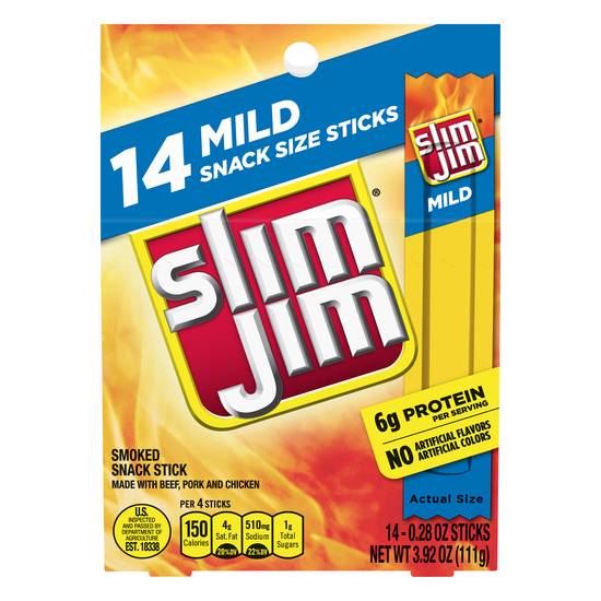 Slim Jim Snack Size Mild Smoked Snack Stick (14 ct)