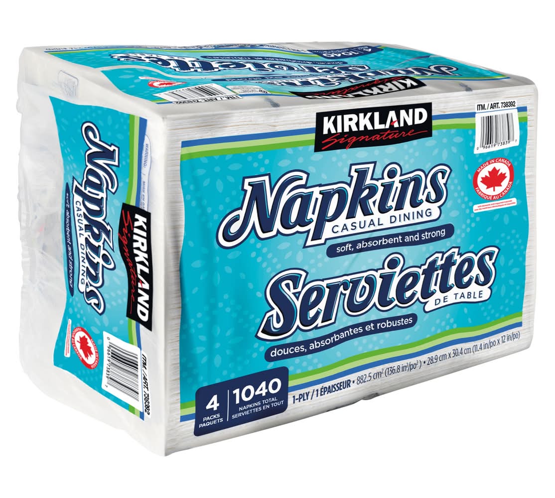 Kirkland Signature - Serviettes De Table, 4 Paquets De 260 / Kirkland Signature Napkins, 4 Packs Of 260