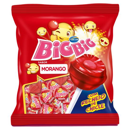 Arcor Pirulito big big sabor morango com recheio de chiclete 