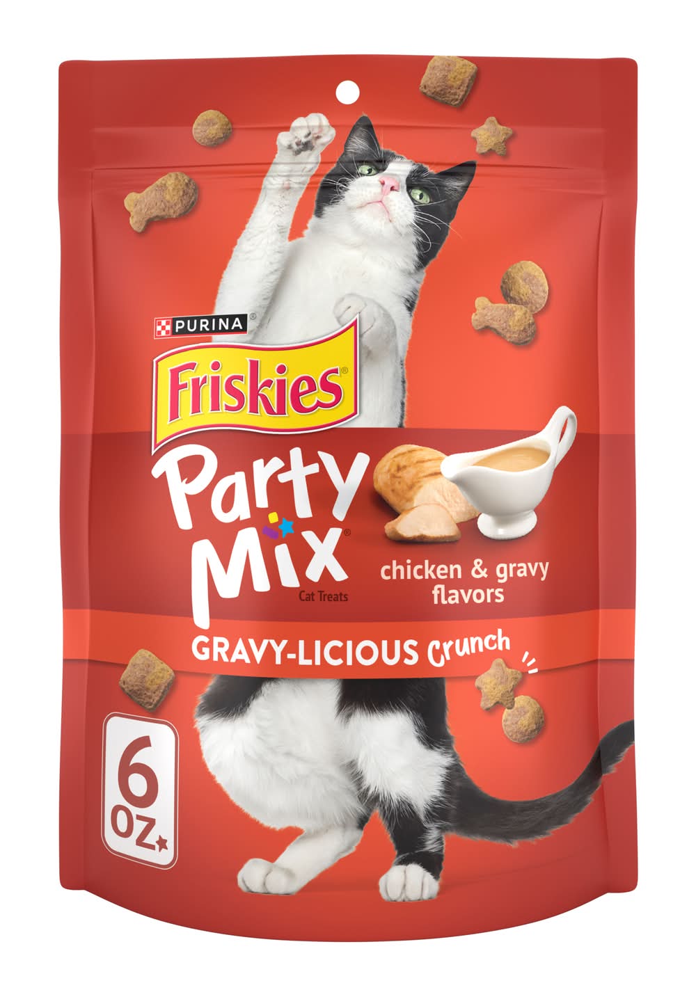 Purina Friskies Party Mix Gravy Licious Crunch Cat Treats, Chicken (1 oz)
