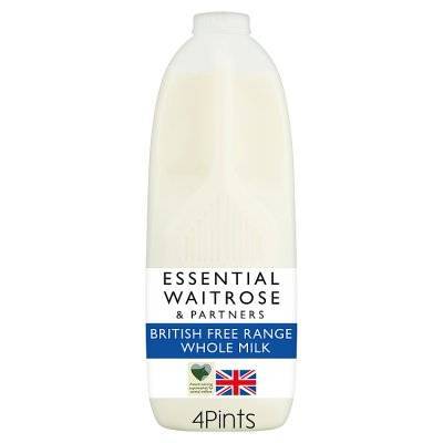 Essential Waitrose & Partners British Free Range Whole Milk 4 Pints/2.272 L 