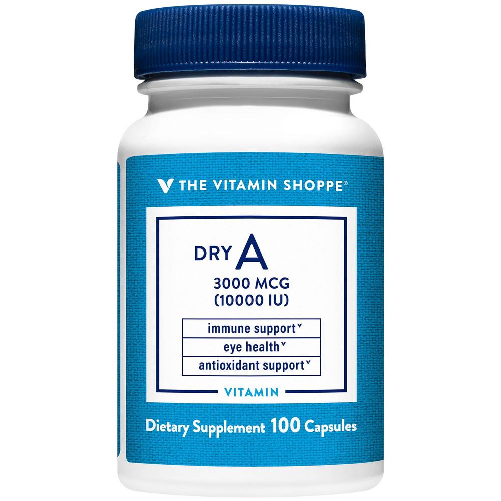 Dry Non-Oily Vitamin A - Eye Health & Immune Support - 10,000 Iu (100 Capsules)