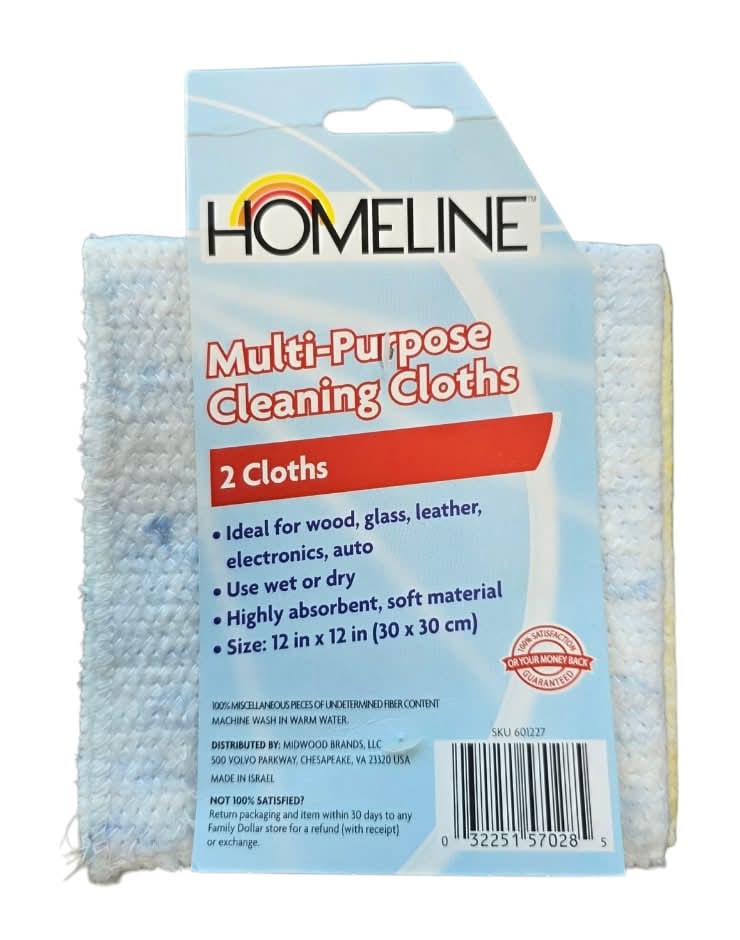 Clean Life Multi Purpose Cleaning Cloths, 12x12 in (2 ct)