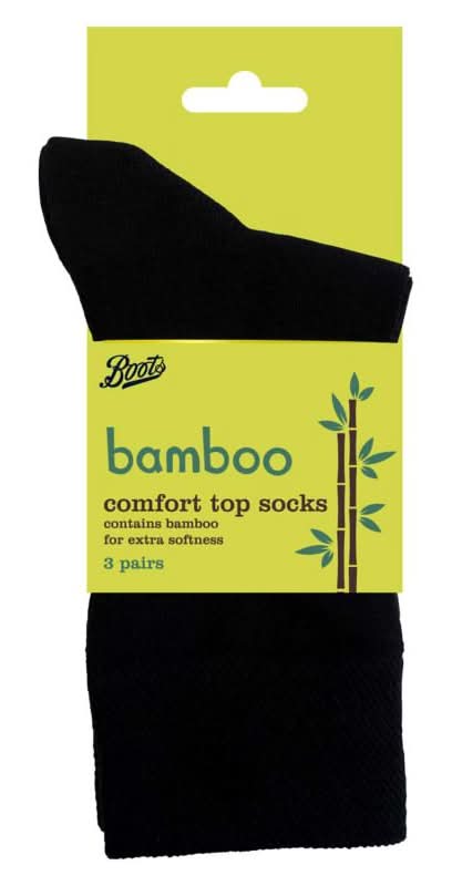 Boots 4-7, Black, Bamboo Comfort Top Socks (3 pack)