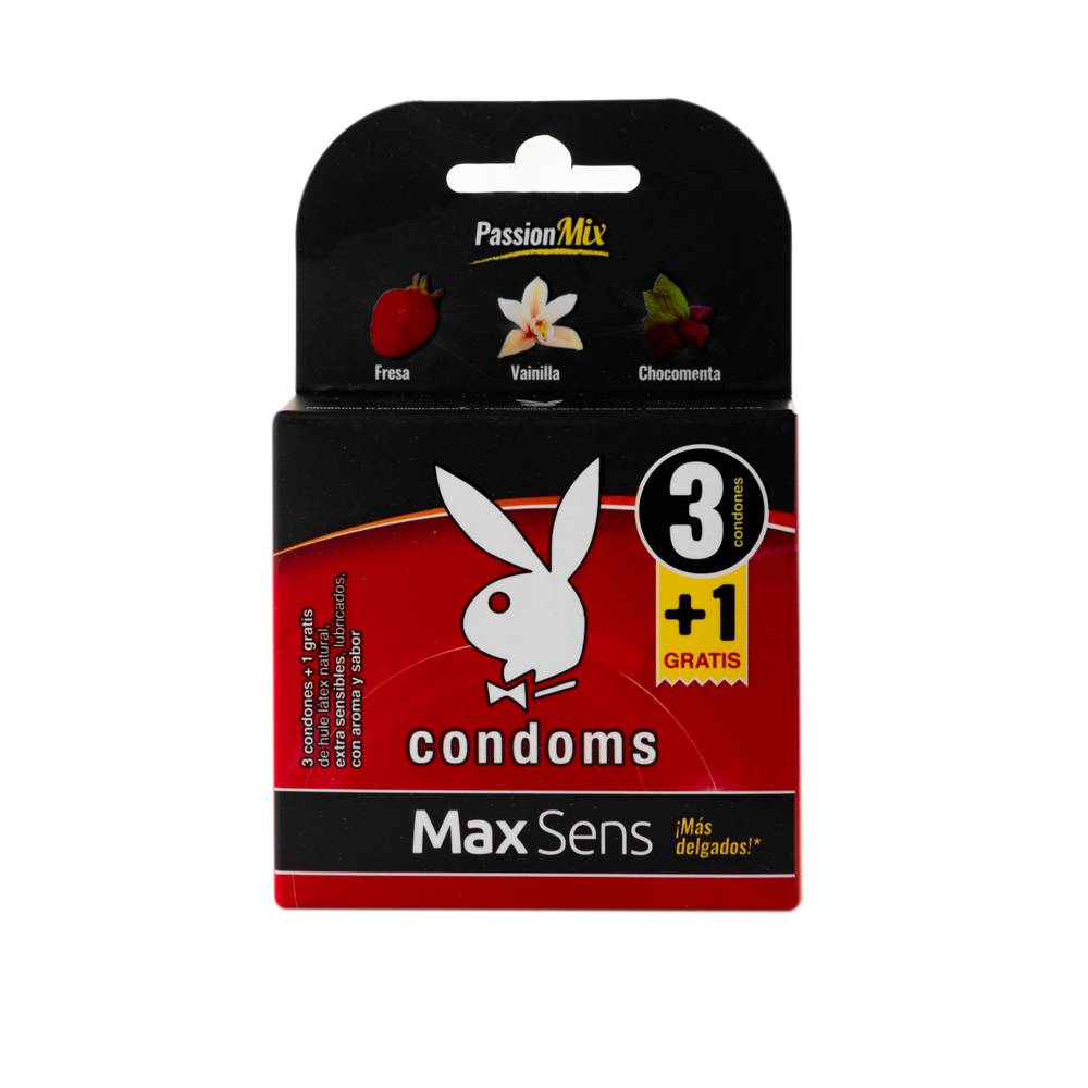 Playboy condones extra delgados maxsens passion mix (sobre 4 piezas)