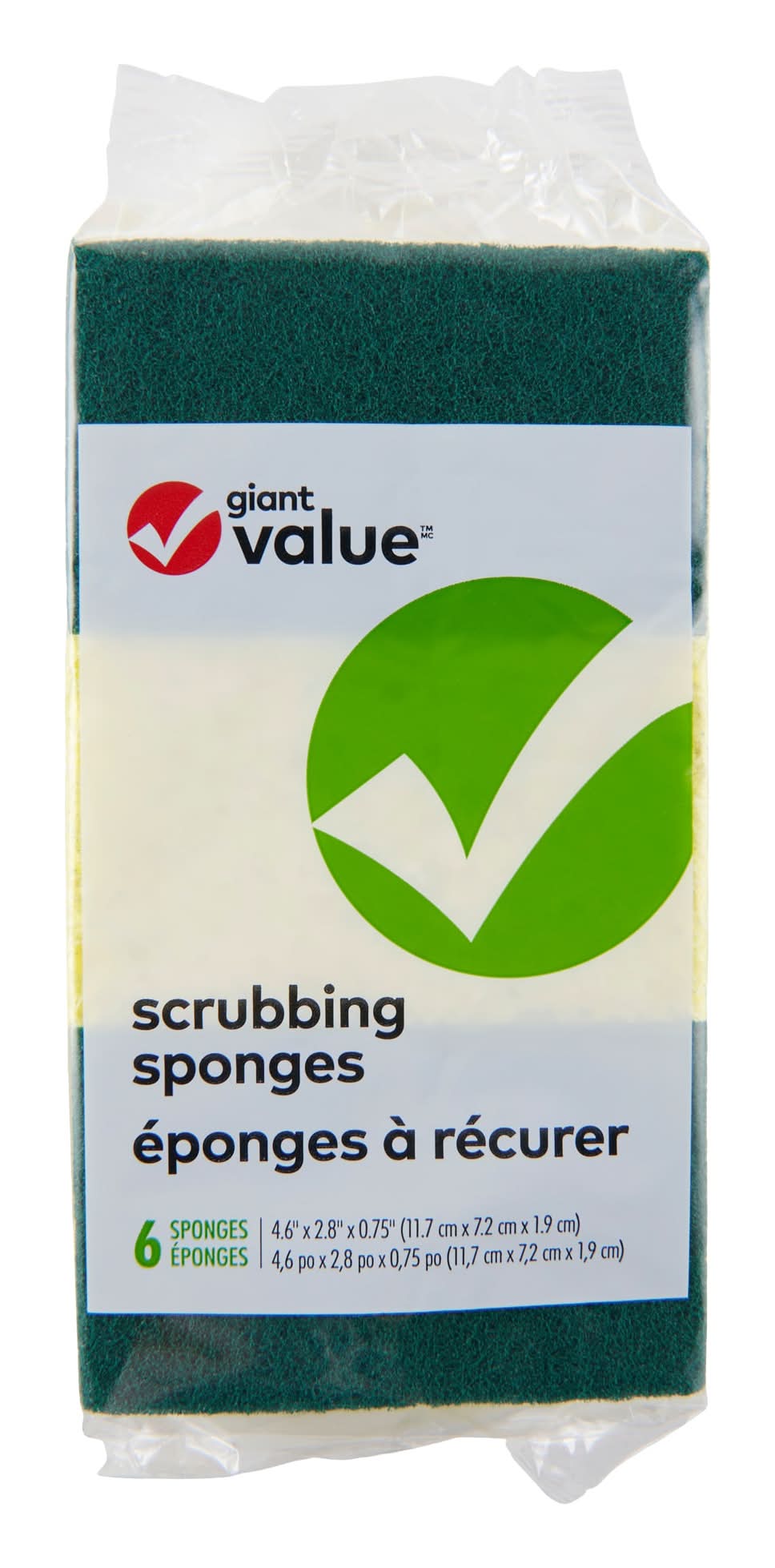 Giant Value Heavy Duty Scrubbing Sponges, 4.6x2.8x0.75 in (6 ct)