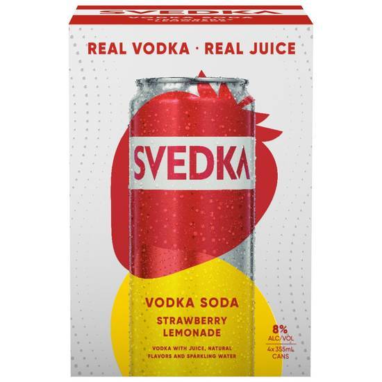 Svedka Strawberry Lemonade Vodka Soda Canned Cocktail (4 pack, 355 ml)