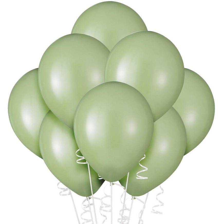 Party City Uninflated Sage Premium Latex Balloons, Leaf Green (25 ct)