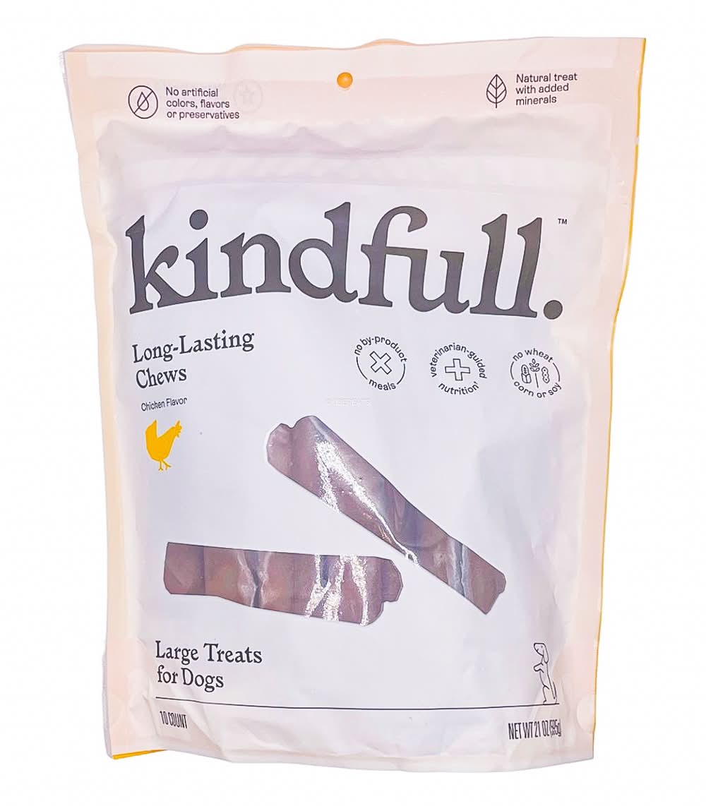 Kindfull Long Lasting Dog Treats, Chicken Flavor, Large (21 oz, 10 ct)