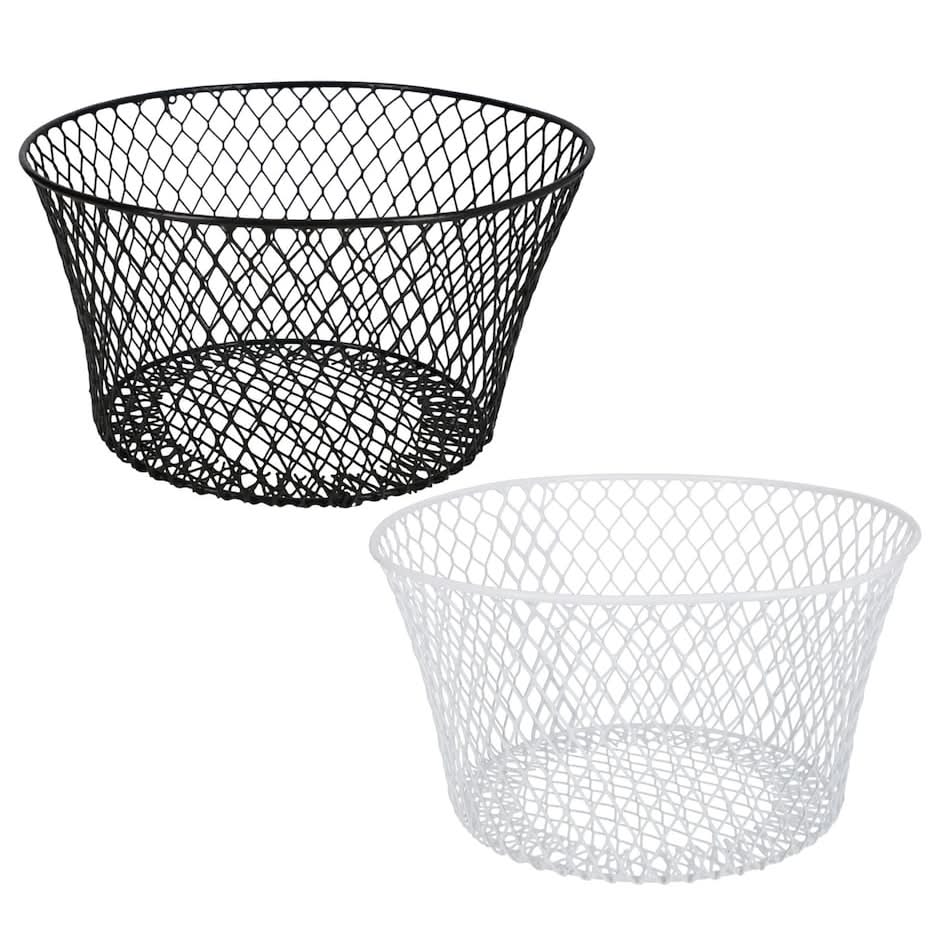 Essentials Coated Round Wire Basket, 7.87x4.13 in, Black-White (2 ct)