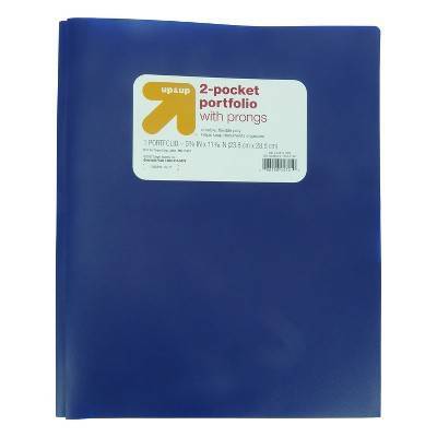 up&up 2 Pocket Plastic Folder With Prongs, Blue