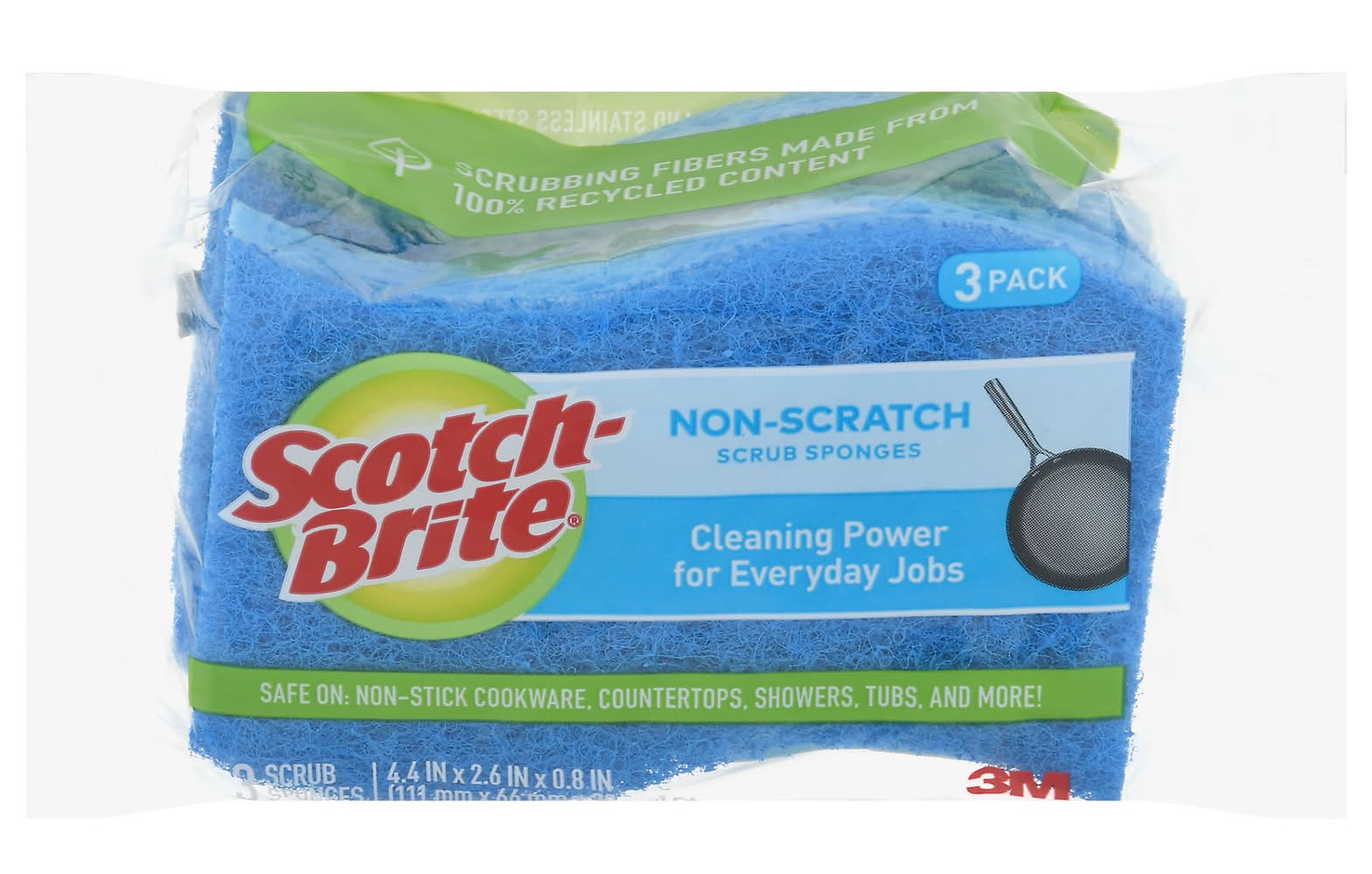 Scotch-Brite Zero Scratch Scrub Sponges, 4.4x2.6x0.7 in (3 ct)