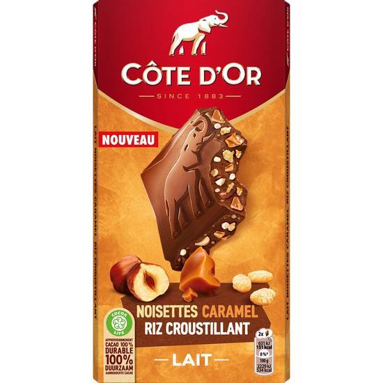 Côte d'Or - Tablette de chocolat au lait riz croustillant (noisettes - caramel)