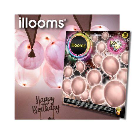 illooms Rose Gold Light Up Balloons 35 cm