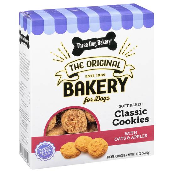 Three Dog Bakery Soft Baked Classic Cookies Treats For Dogs (oats & apples)