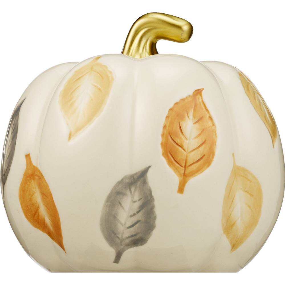 Ceramic Pumpkin with Leaves