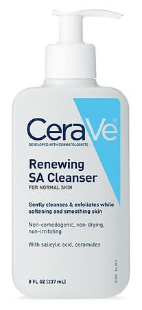 CeraVe Salicylic Acid Face Wash With Hyaluronic Acid, Renewing Sa Cleanser (8 fl oz)