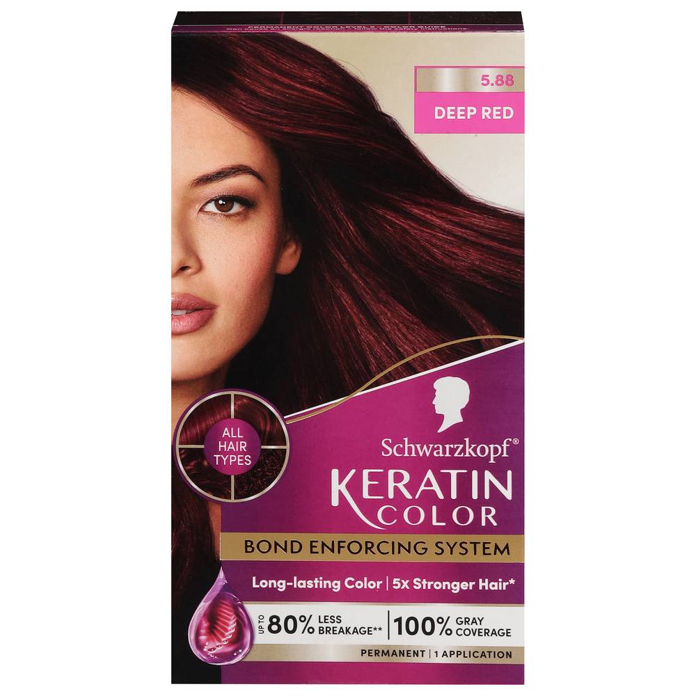 Schwarzkopf Keratin Color Permanent Hair Color Cream, 5.88 Deep Red