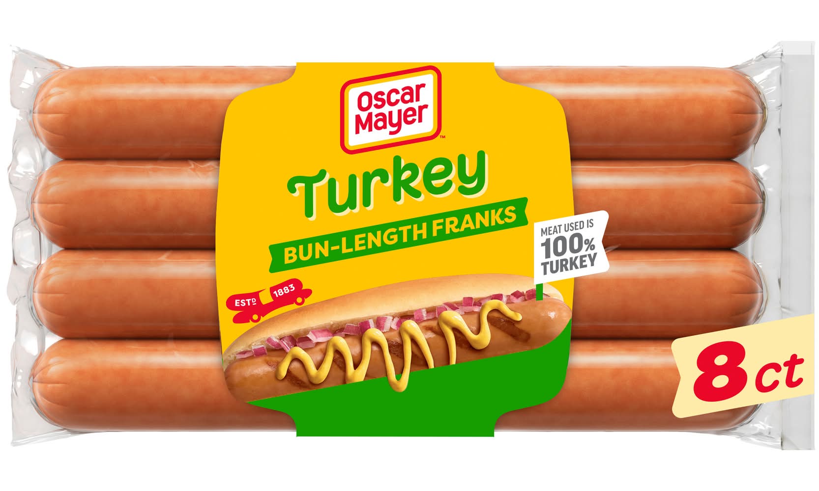 Oscar Mayer Turkey Bun Length Franks Hot Dogs (16 oz, 8 ct)