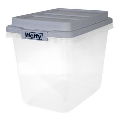 Hefty Hi Rise Slim Clear Plastic Storage Bin With Lid