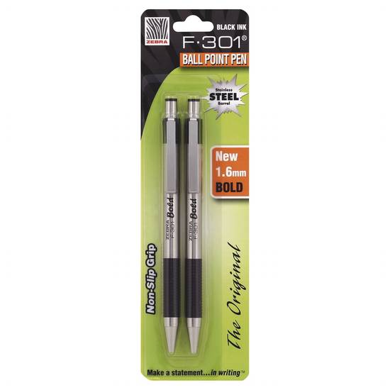 Zebra Pen Stainless Steel 2 Count Bold Writing Ballpoint Pen