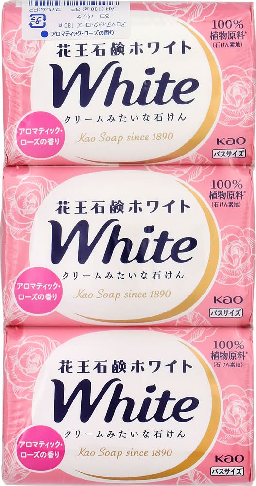 花王 石鹸ホワイト - アロマティック・ローズ (130g x 3)