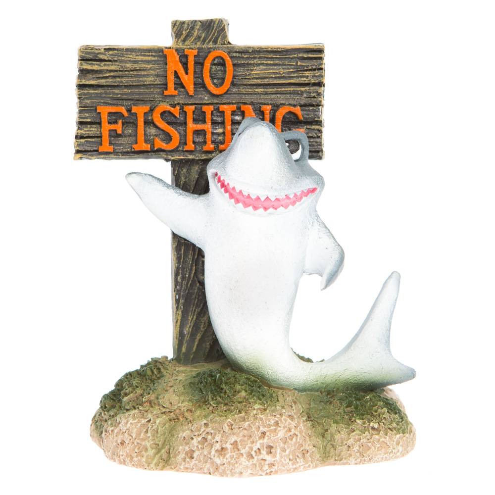 Top Fin No Fishing With Shark Aquarium Ornament