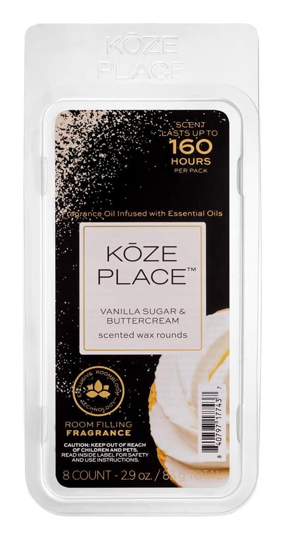 Kōze Place Room Filling Wax Rounds, Vanilla Sugar-Buttercream (2.9 oz, 8 ct)
