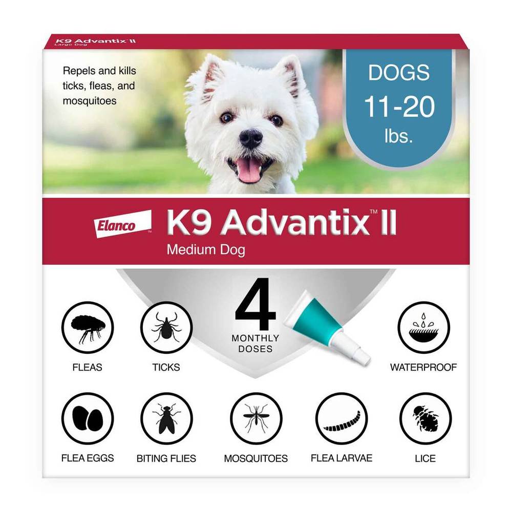 Elanco K9 Advantix Ii Flea & Tick Treatment For Medium Dogs (4 ct)