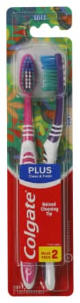 Colgate® Plus Clean & Fresh Soft Toothbrushes 2-Count (Styles May Vary)
