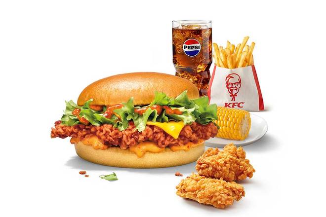 Fire Zinger burger Mega meal