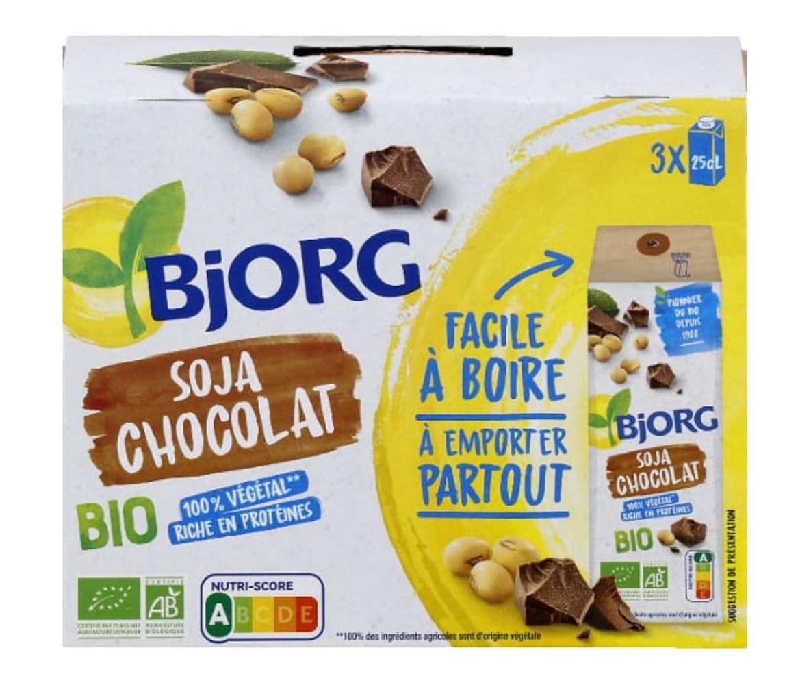 Bjorg - Boisson végétale bio à base de soja, chocolat (3 x 250ml)
