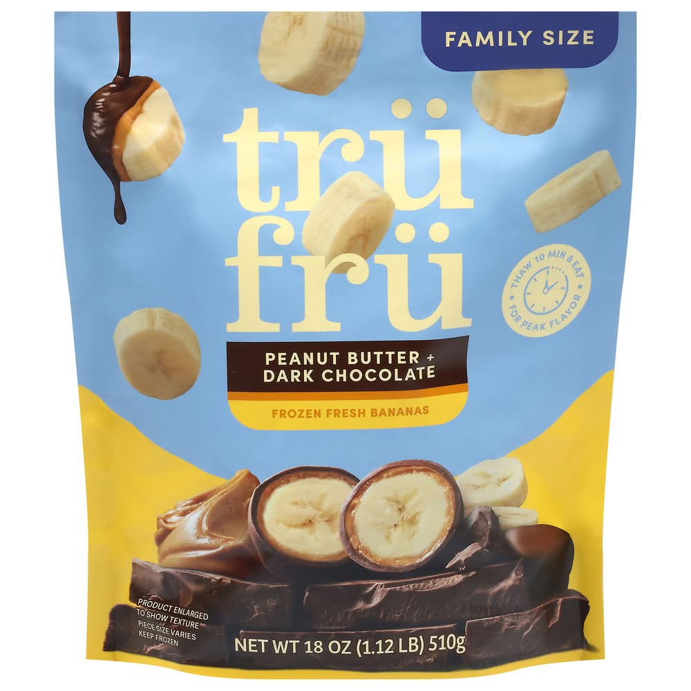 Trü Frü Frozen Fresh Bananas Family Size, Peanut Butter-Dark Chocolate (18 oz)