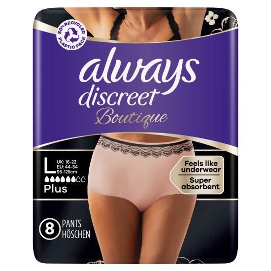 Always Discreet Boutique Underwear Incontinence Pants Plus L Peach Beige X 8