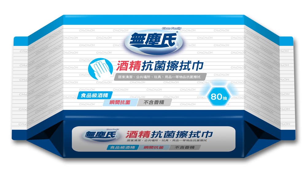 無塵氏 酒精抗菌擦拭巾80抽 <1PC包 x 1 x 1PC包>