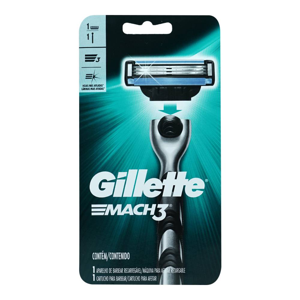 Gillette máquina de afeitar y cartucho recargable mach3 (blister 2 piezas)