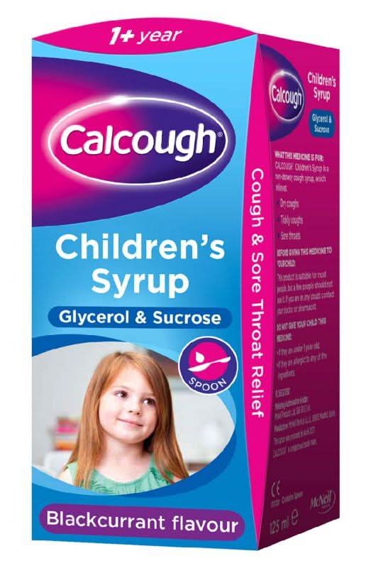 Calpol Calcough Blackcurrant, 1+ Year, Cough & Sore Throat Relief Children's Syrup (125ml)