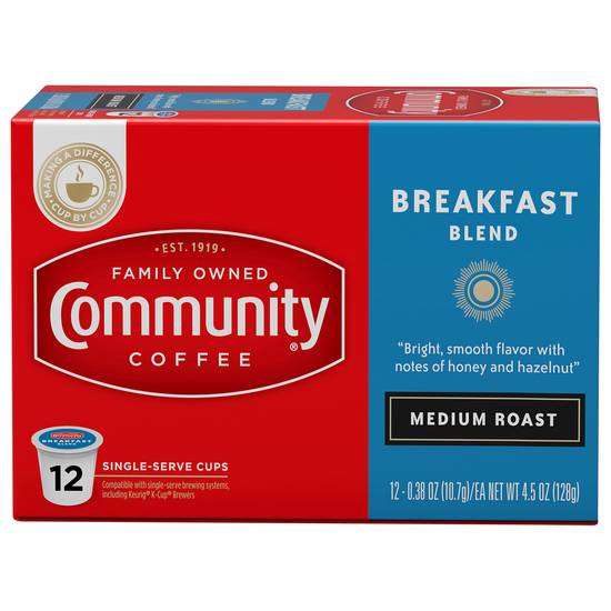Community Breakfast Blend Medium Roast Coffee (12 ct, 0.38 oz)