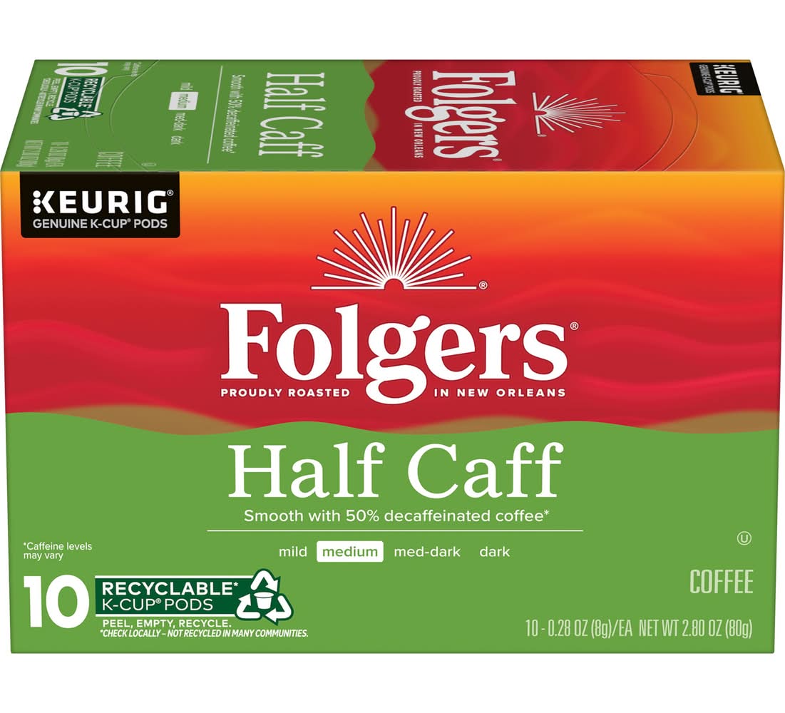 Folgers Half Caff Medium Roast Coffee (2.8 oz, 10 ct)