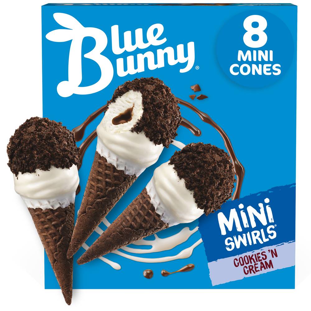Blue Bunny Cookies 'N Cream Mini Swirls Cones (18.4 fl oz)