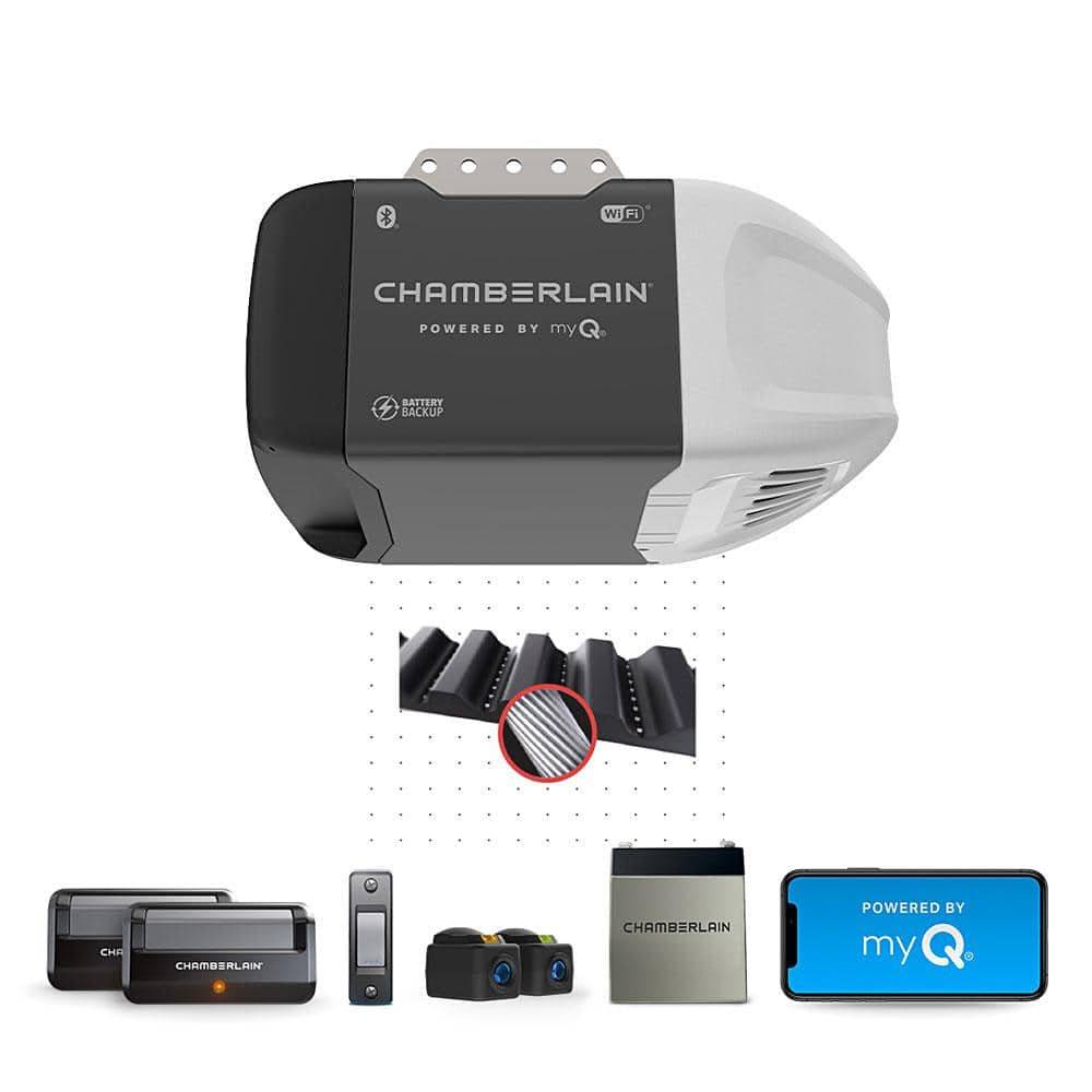 Chamberlain 1/2 Hp Smart Quiet Belt Drive Garage Door Opener With Battery Backup