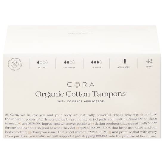 Cora Organic Cotton Tampons Variety pack (48 tampons)