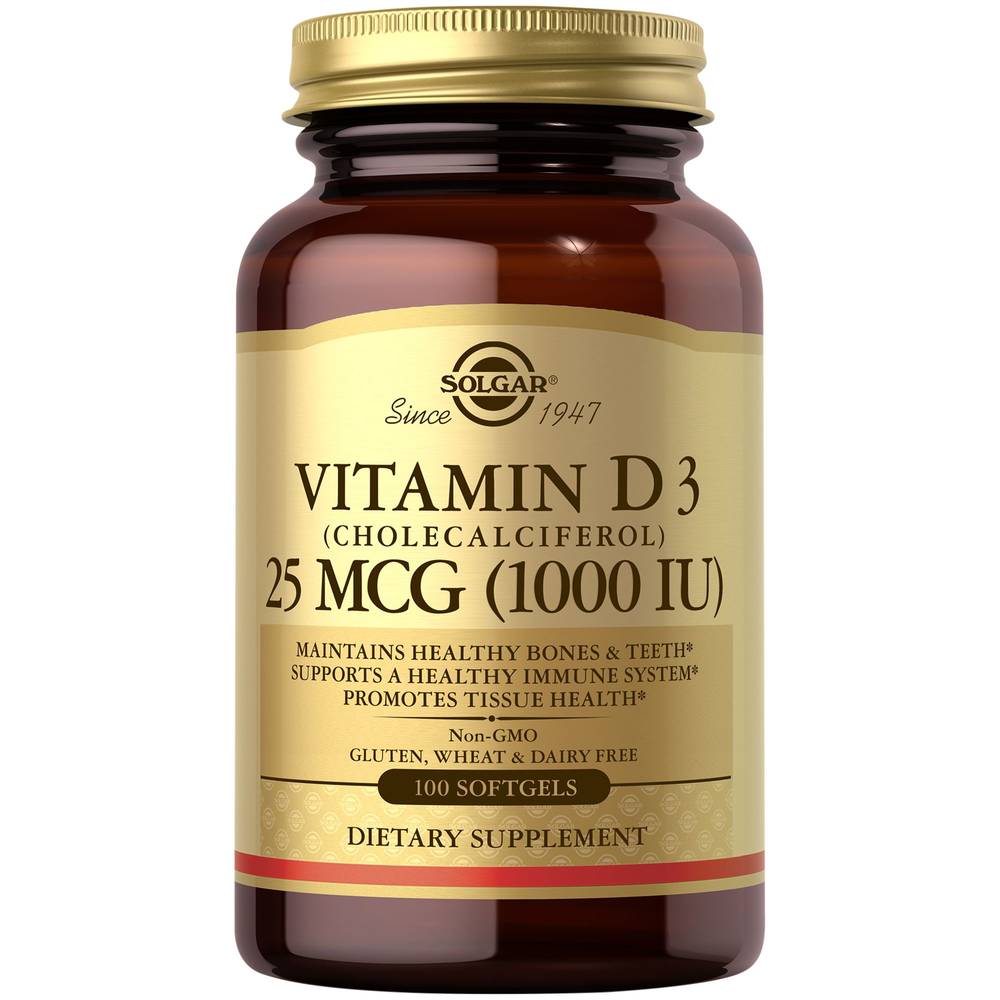 Solgar Vitamin D 1000 Iu 25 Mcg Softgels (100 ct)