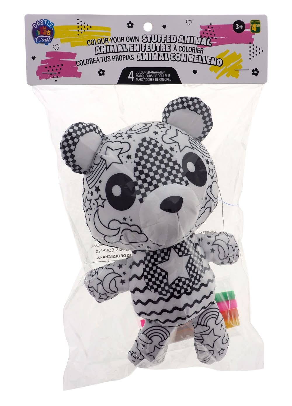 Castle Craft Colour Your Own Stuffed Animal Toy Kit 3+ Years